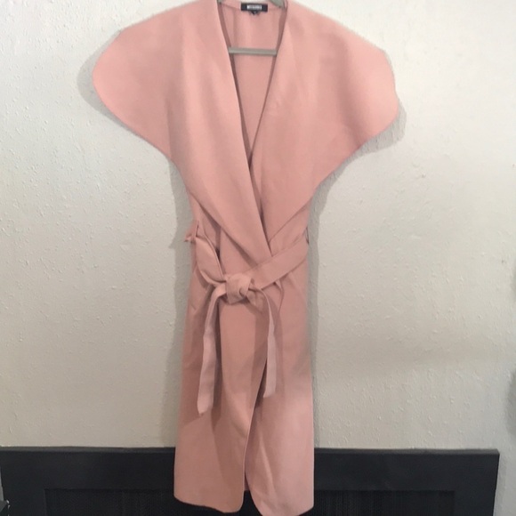 Missquided Mauve Pink Sleeveless Tie Front Duster with Pockets size 10 - Picture 5 of 13